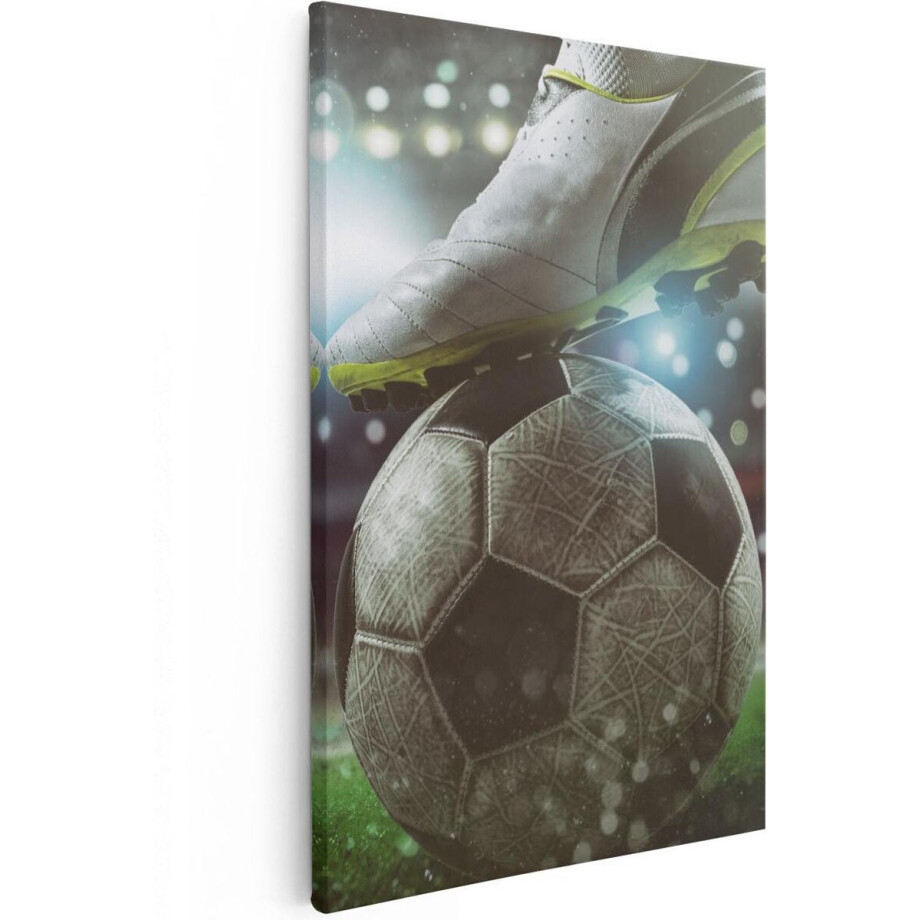 Artaza Canvas Schilderij Voetbal - 80x120 cm - Groot - Wanddecoratie Sportschoen - Muurdecoratie Stadion - Schilderijen Op Canvas Sport afbeelding 1