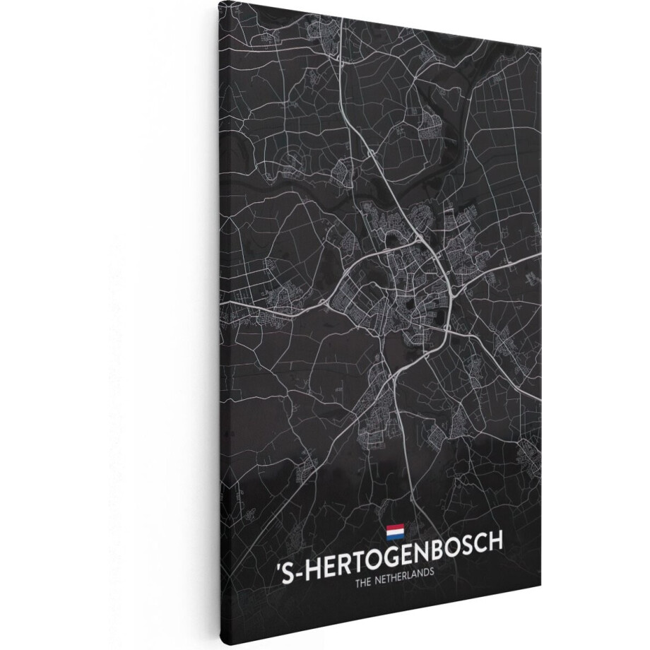 Artaza Canvas Schilderij Stadskaart 's-Hertogenbosch in het Zwart - 60x90 cm - Wanddecoratie Woonkamer - Schilderijen - Muurdecoratie Artaza Canvas Schilderij Stadskaart 's-Hertogenbosch in het Zwart - 60x90 cm - Wanddecoratie Woonkamer - Schilderijen - Muurdecoratie afbeelding 1