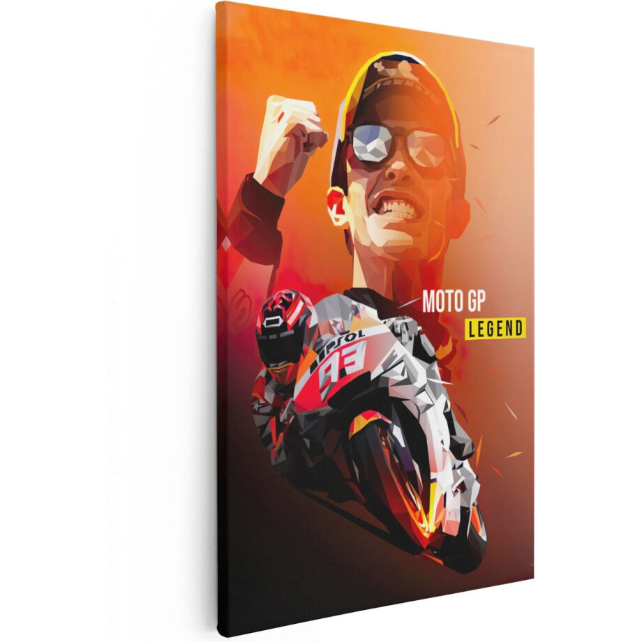 Artaza Canvas Schilderij Marc Márquez bij Moto GP - 40x60 - Poster Foto op Canvas - Canvas Print afbeelding 1