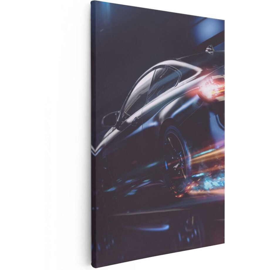 Artaza Canvas Schilderij Zwarte Raceauto - Abstract - 60x90 - Foto Op Canvas - Canvas Print afbeelding 1