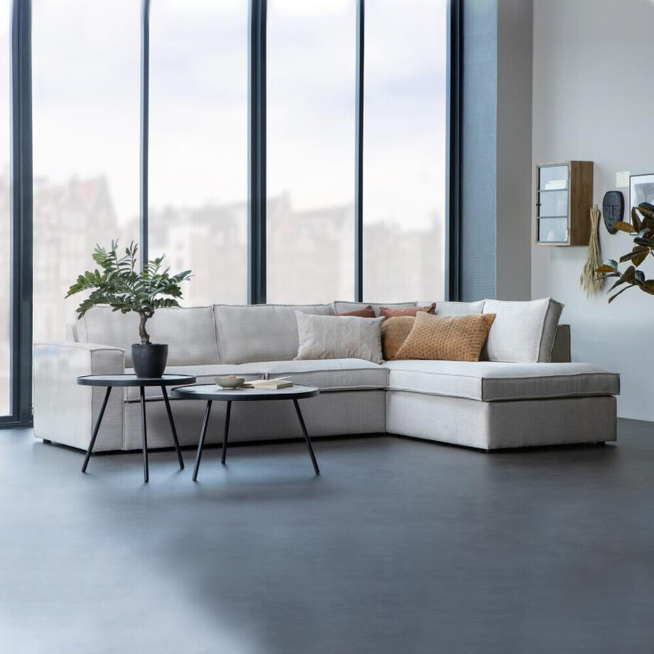 WOOOD Hoekbank 'Freddie' Rechts, Melange, kleur Naturel WOOOD Hoekbank 'Freddie' Rechts, Melange, kleur Naturel afbeelding 1