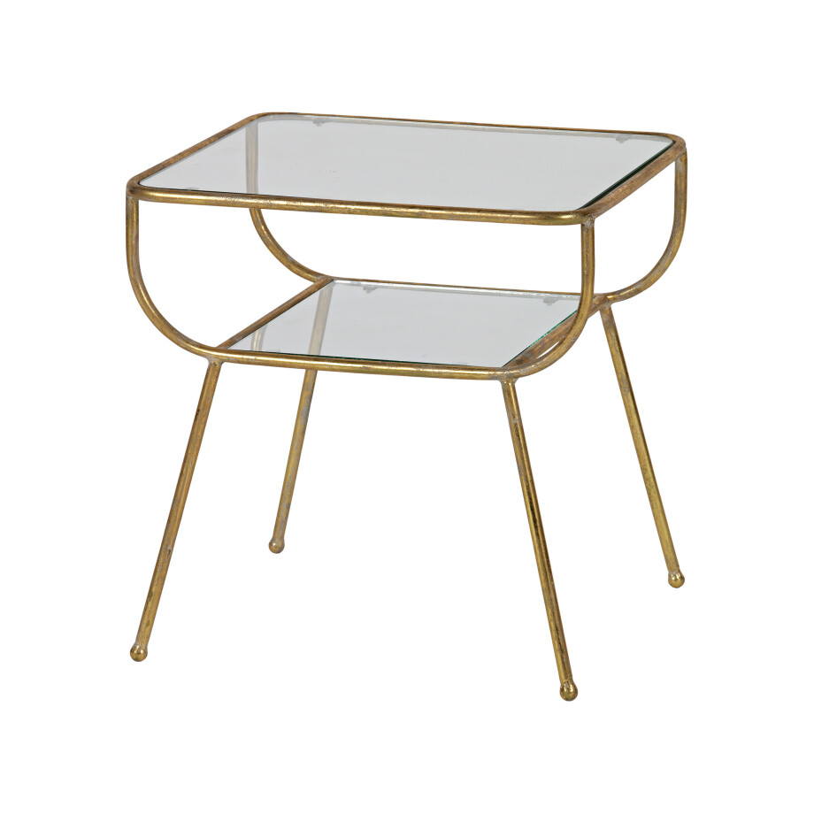 WOOOD Glazen Bijzettafel 'Amazing' kleur Antique Brass WOOOD Glazen Bijzettafel 'Amazing' kleur Antique Brass afbeelding 1