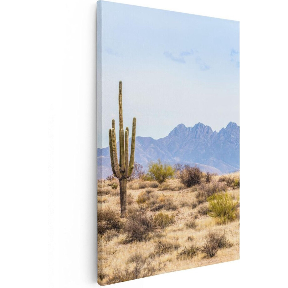 Artaza Canvas Schilderij Cactussen in de Woestijn - 80x120 cm - Groot - Wanddecoratie Woonkamer - Schilderijen - Muurdecoratie afbeelding 1
