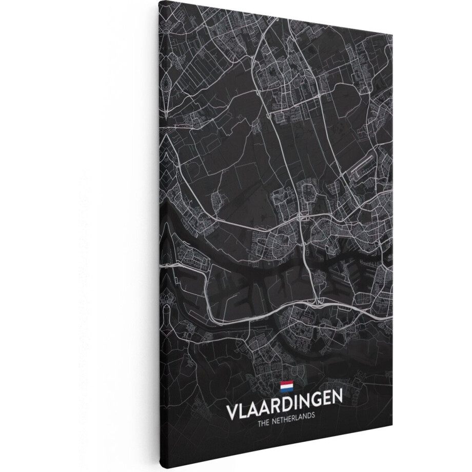 Artaza Canvas Schilderij Stadskaart Vlaardingen in het Zwart - 20x30 - Klein - Foto Op Canvas - Canvas Print afbeelding 1
