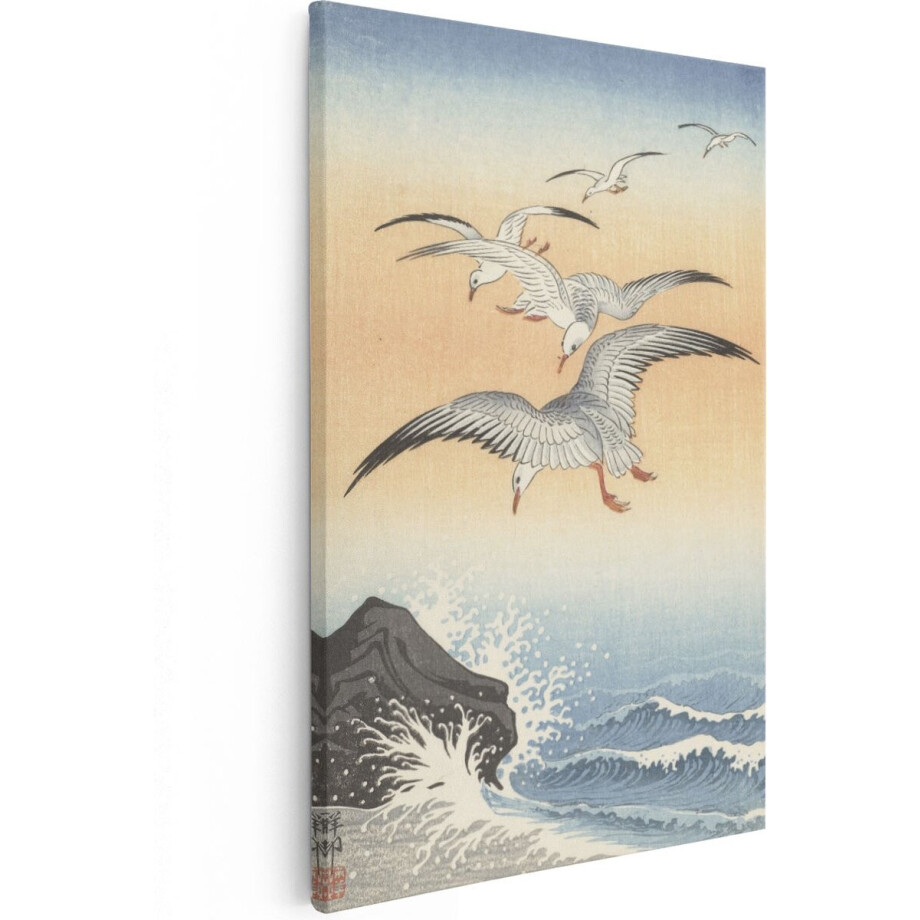 Artaza Canvas Schilderij Vijf Zeemeeuwen boven Onstuimige Zee - Ohara Koson - 40x60 - Poster Foto op Canvas - Canvas Print Artaza Canvas Schilderij Vijf Zeemeeuwen boven Onstuimige Zee - Ohara Koson - 40x60 - Poster Foto op Canvas - Canvas Print afbeelding 1