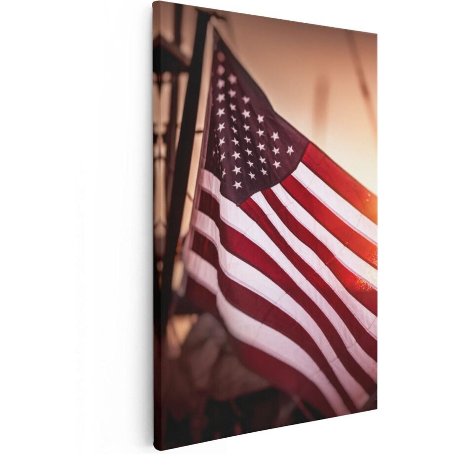Artaza Canvas Schilderij Amerikaanse Vlag - Verenigde Staten - 80x120 - Groot - Foto Op Canvas - Canvas Print afbeelding 1