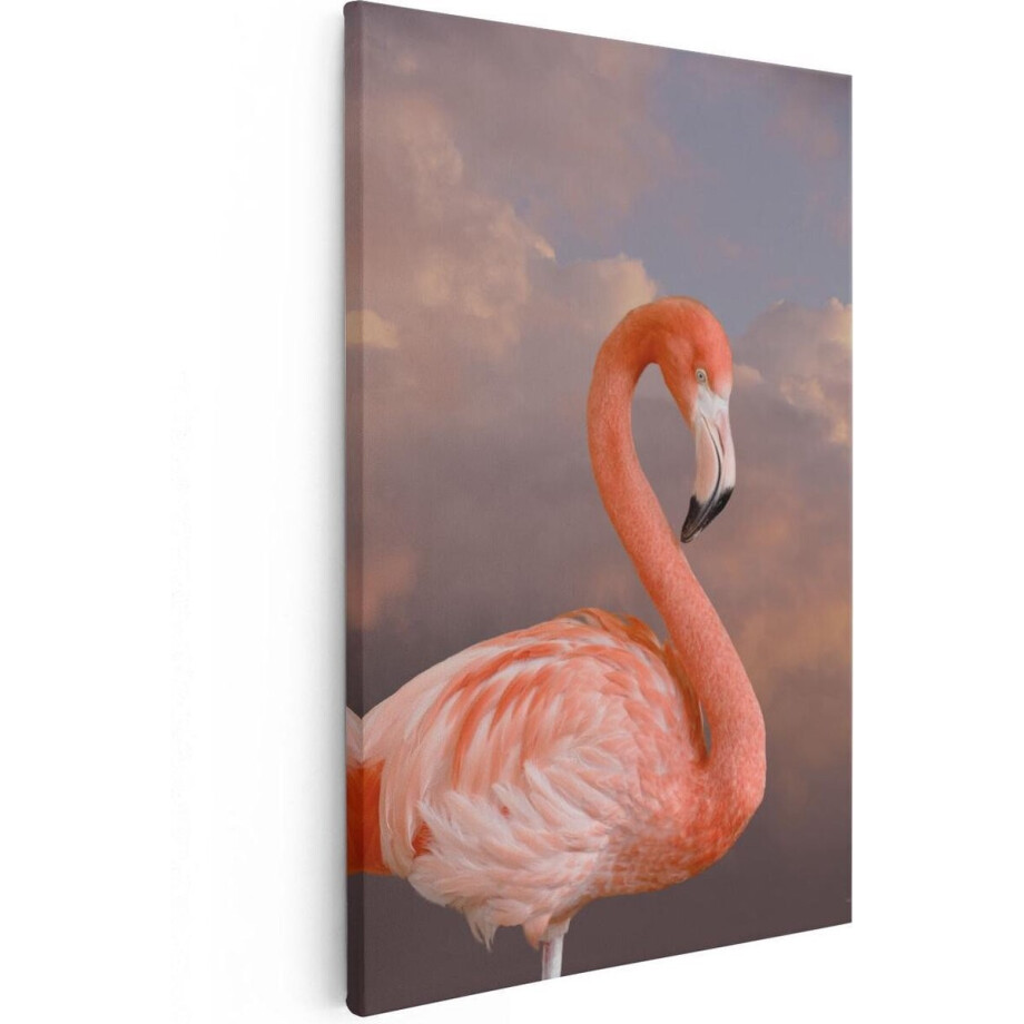 Artaza Canvas Schilderij Vogel - 20x30 cm - Klein - Wanddecoratie Flamingo - Muurdecoratie Woonkamer - Kamer Accessoires afbeelding 1