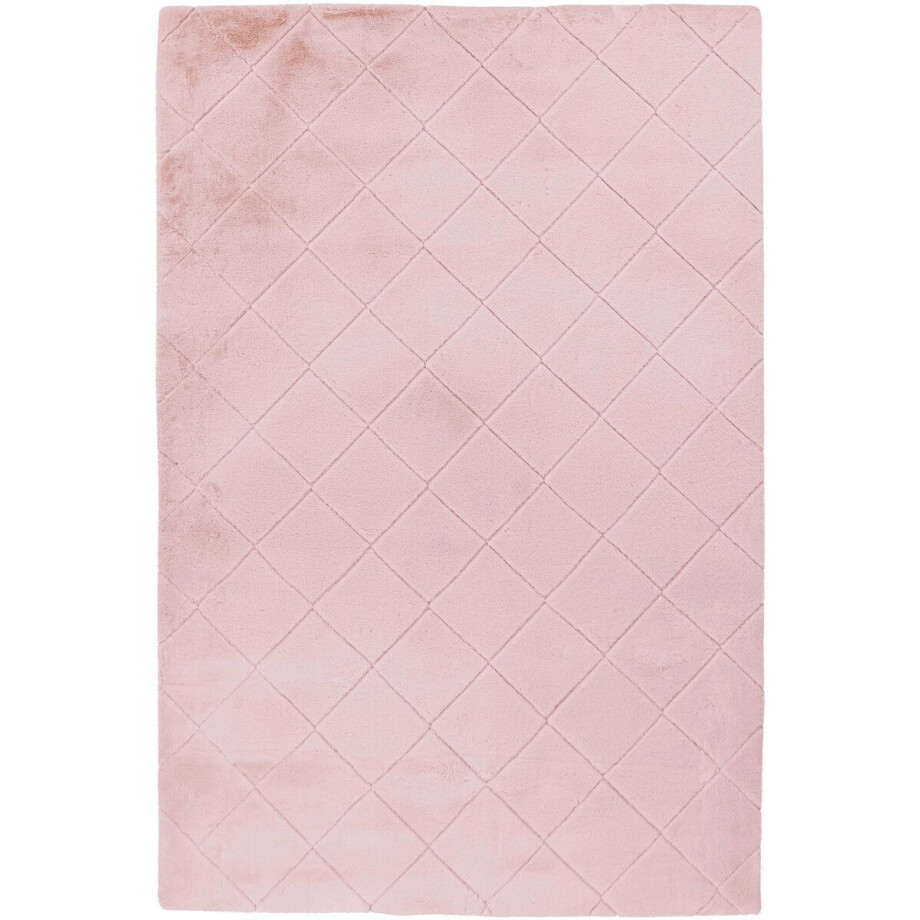 Padiro hoogpolig shaggy vloerkleed - 160 x 230 cm - Roze - Modern, Geometrisch patroon - Polyester, Katoen - vloerverwarming afbeelding 1