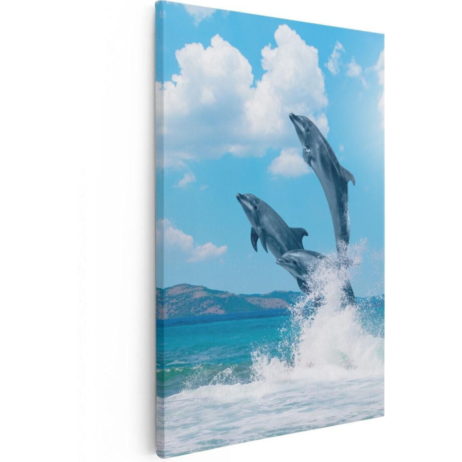 Artaza Canvas Schilderij Dolfijnen - 80x120 cm - Groot - Wanddecoratie Zee - Muurdecoratie Strand - Schilderijen Op Canvas Dieren Artaza Canvas Schilderij Dolfijnen - 80x120 cm - Groot - Wanddecoratie Zee - Muurdecoratie Strand - Schilderijen Op Canvas Dieren afbeelding 1