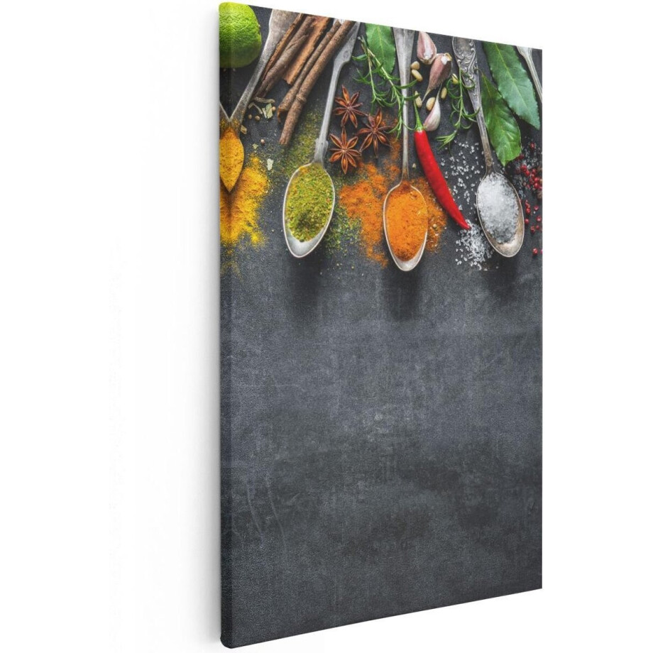 Artaza Canvas Schilderij Kruiden En Specerijen Op Een Zwarte Plaat - 40x60 - Poster Foto op Canvas - Canvas Print Artaza Canvas Schilderij Kruiden En Specerijen Op Een Zwarte Plaat - 40x60 - Poster Foto op Canvas - Canvas Print afbeelding 1