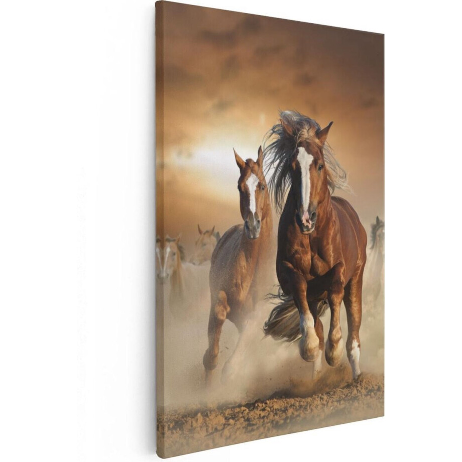 Artaza Canvas Schilderij Wilde Paarden In Het Zand - 20x30 - Klein - Foto Op Canvas - Canvas Print afbeelding 1