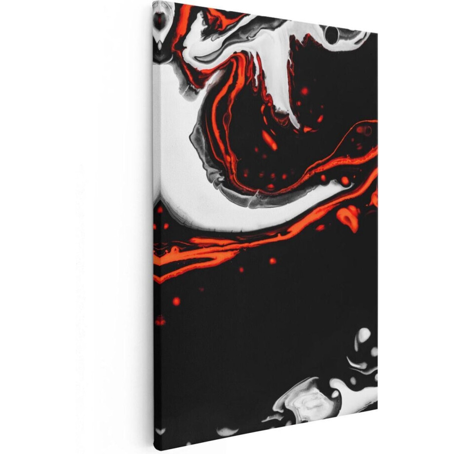 Artaza Canvas Schilderij Abstracte Kunst - Zwart en Wit met Rood - 80x120 - Groot - Foto Op Canvas - Canvas Print afbeelding 1