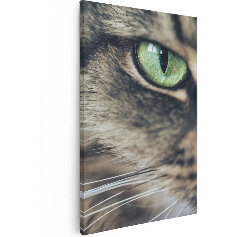 Artaza Canvas Schilderij Kat Met Groene Ogen Van Dichtbij - 40x60 - Foto Op Canvas - Canvas Print afbeelding 1