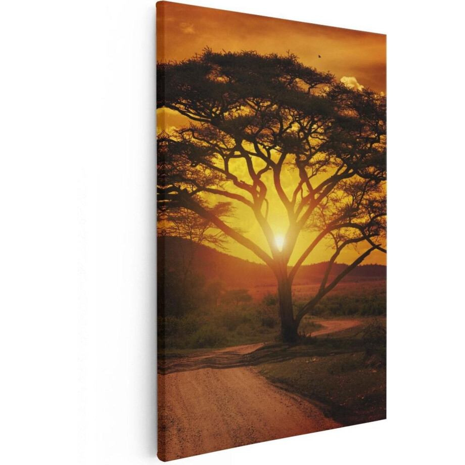 Artaza Canvas Schilderij Zonsondergang Achter Een Savanne Boom - 80x120 - Groot - Foto Op Canvas - Canvas Print Artaza Canvas Schilderij Zonsondergang Achter Een Savanne Boom - 80x120 - Groot - Foto Op Canvas - Canvas Print afbeelding 1