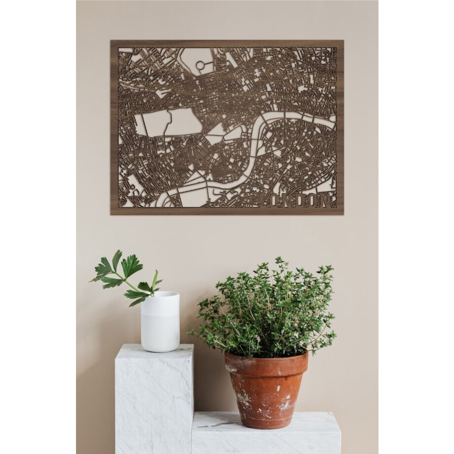 Houten Stadskaart London Notenhout 50x70cm Wanddecoratie Voor Aan De Muur City Shapes Houten Stadskaart London Notenhout 50x70cm Wanddecoratie Voor Aan De Muur City Shapes afbeelding 1