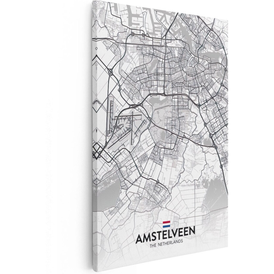 Artaza Canvas Schilderij Stadskaart Amstelveen - 40x60 cm - Wanddecoratie Landkaart - Muurdecoratie Nederland - Schilderijen Op Canvas afbeelding 1