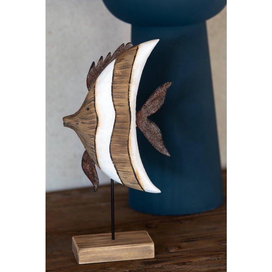 J-Line decoratie Vis Gestreept Op Voet - hout - small J-Line decoratie Vis Gestreept Op Voet - hout - small afbeelding 1