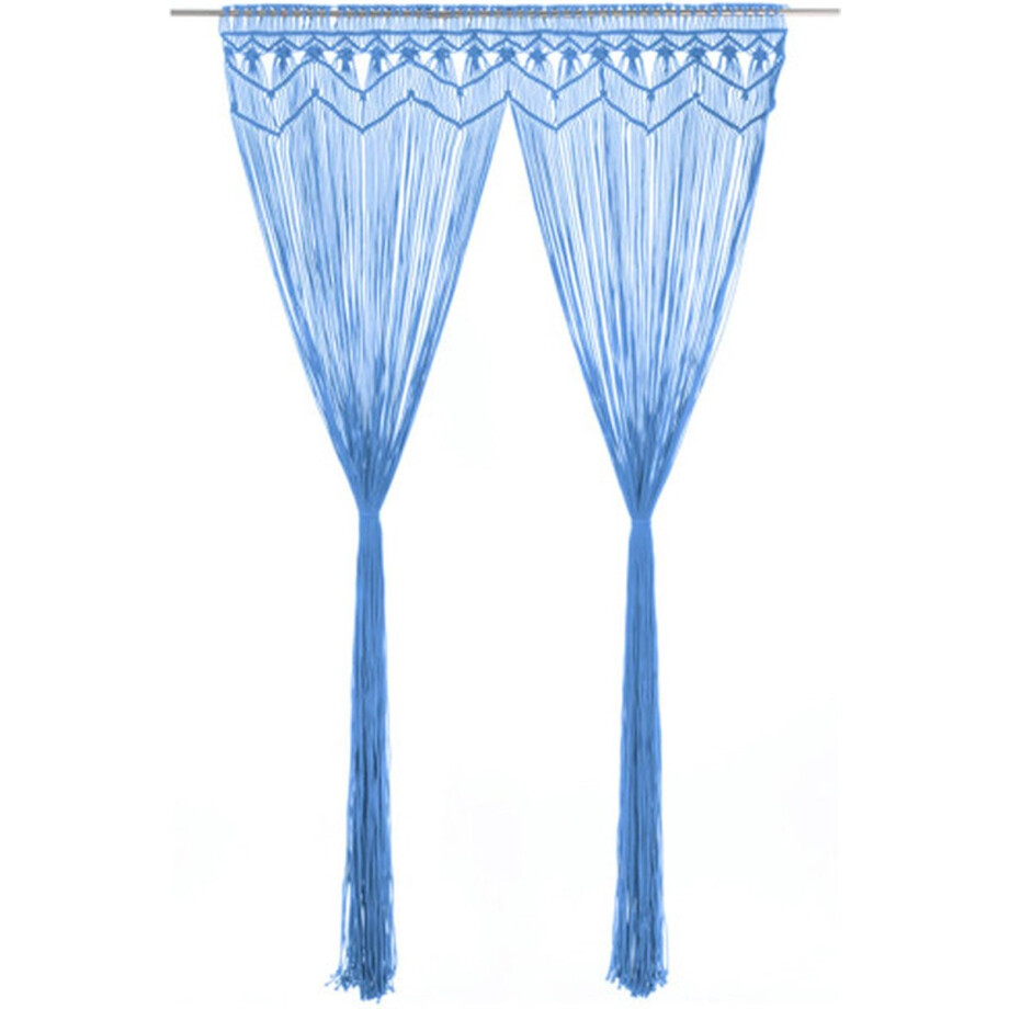 vidaXL - Gordijn - macramé - 140x240 - cm - katoen - blauw afbeelding 1