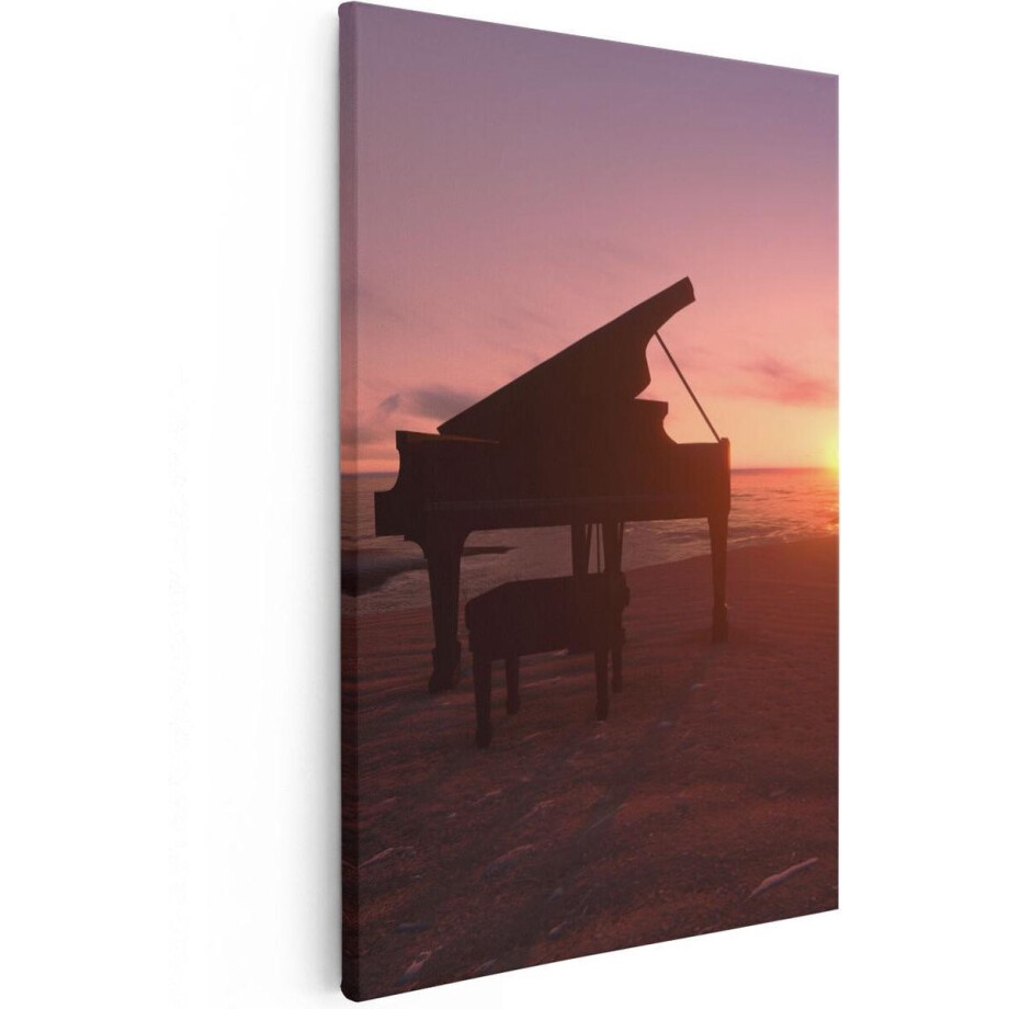 Artaza Canvas Schilderij Piano Strand - 60x90 cm - Wanddecoratie Zonsondergang - Muurdecoratie Zee - Schilderijen Op Canvas Artaza Canvas Schilderij Piano Strand - 60x90 cm - Wanddecoratie Zonsondergang - Muurdecoratie Zee - Schilderijen Op Canvas afbeelding 1