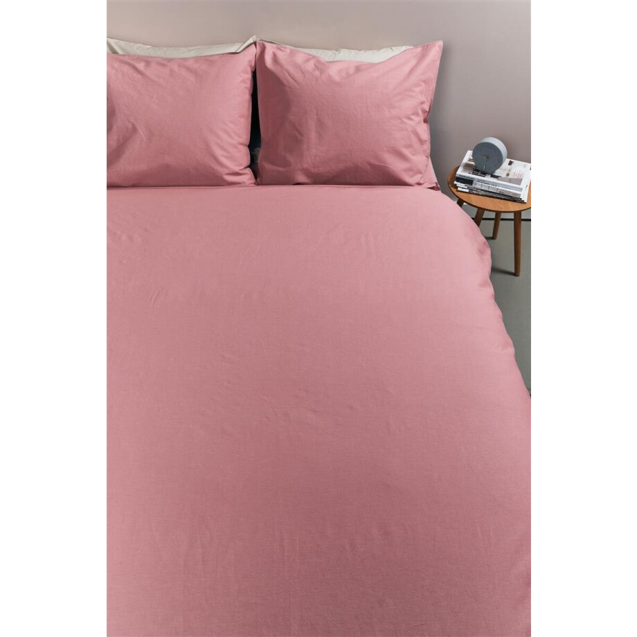 Ambiante Cotton Uni dekbedovertrek - Effen - Lits-Jumeaux - 240x200/220 cm - Roze afbeelding 1