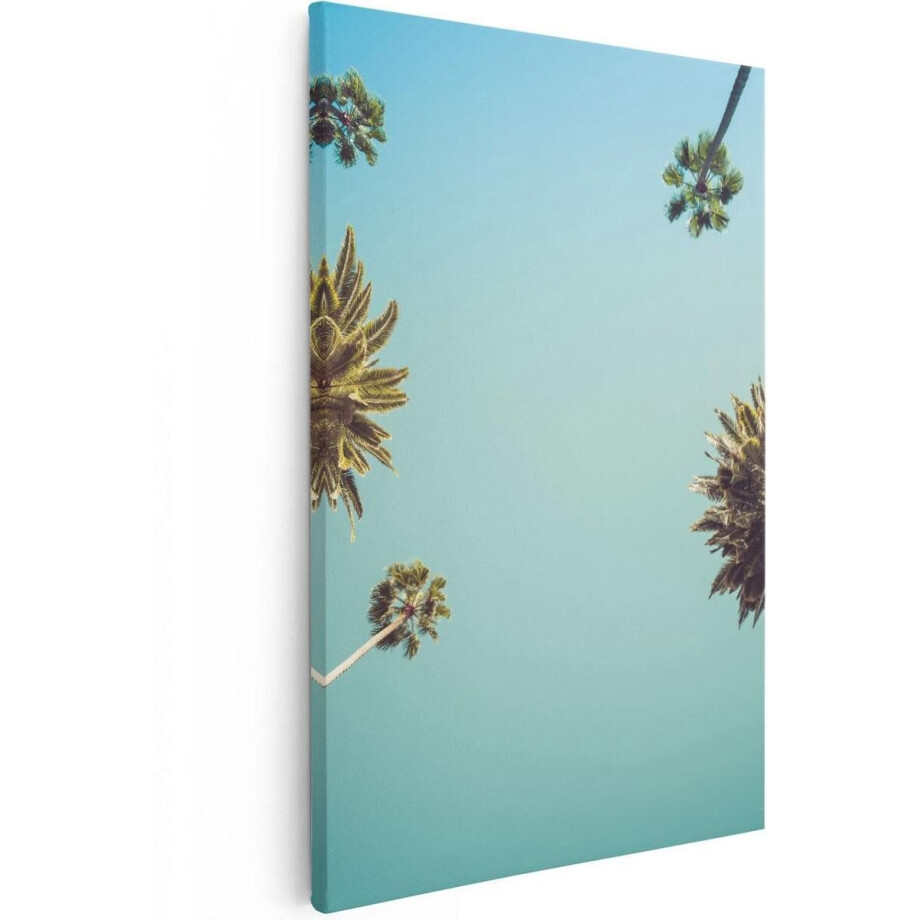 Artaza Canvas Schilderij Palmbomen met Bladeren in de Lucht - 60x90 - Foto Op Canvas - Canvas Print afbeelding 1