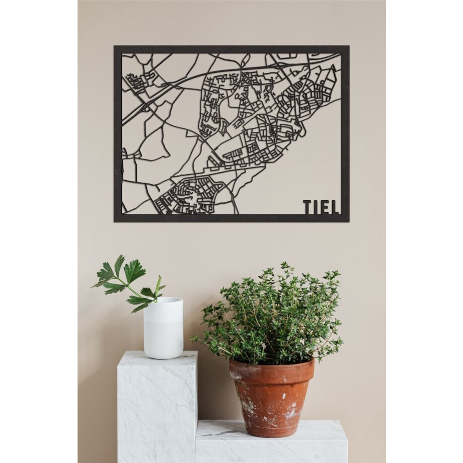 Houten Stadskaart Tiel Zwart Mdf 100x75cm Wanddecoratie Voor Aan De Muur City Shapes Houten Stadskaart Tiel Zwart Mdf 100x75cm Wanddecoratie Voor Aan De Muur City Shapes afbeelding 1