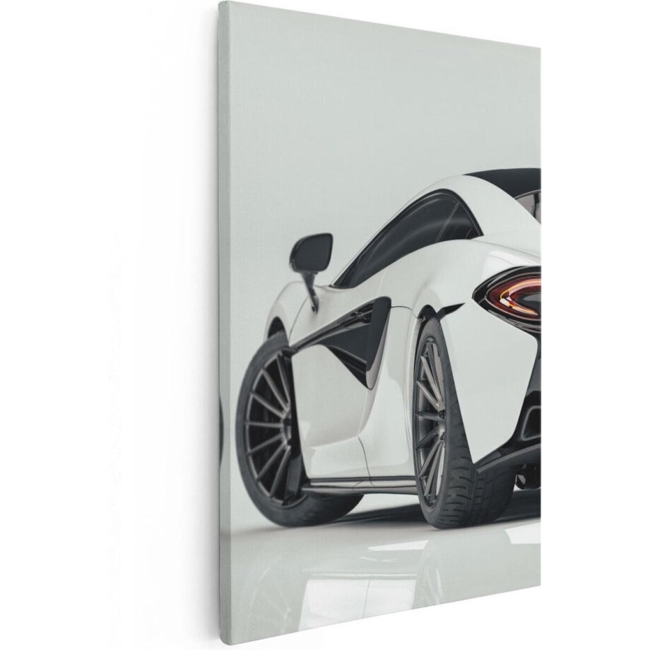 Artaza Canvas Schilderij Witte Sportwagen Auto  - 80x120 - Groot - Foto Op Canvas - Canvas Print afbeelding 1