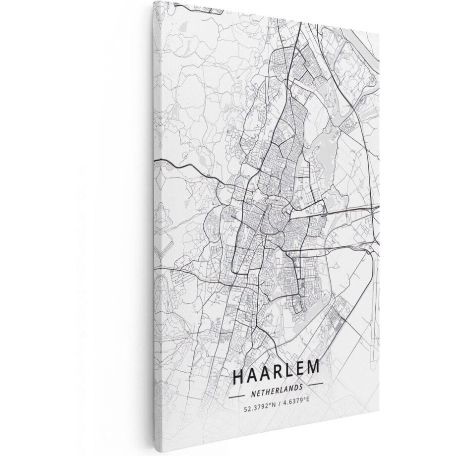 Artaza Canvas Schilderij Stadsplattegrond Haarlem - 60x90 cm - Wanddecoratie Wereldkaart - Muurdecoratie Minimalistisch - Schilderijen Op Canvas Nederland afbeelding 1