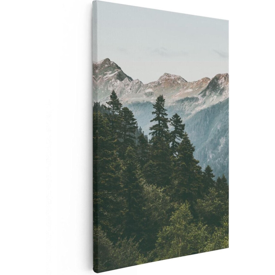 Artaza Canvas Schilderij Bos Met Bomen In De Bergen - 60x90 - Foto Op Canvas - Canvas Print afbeelding 1