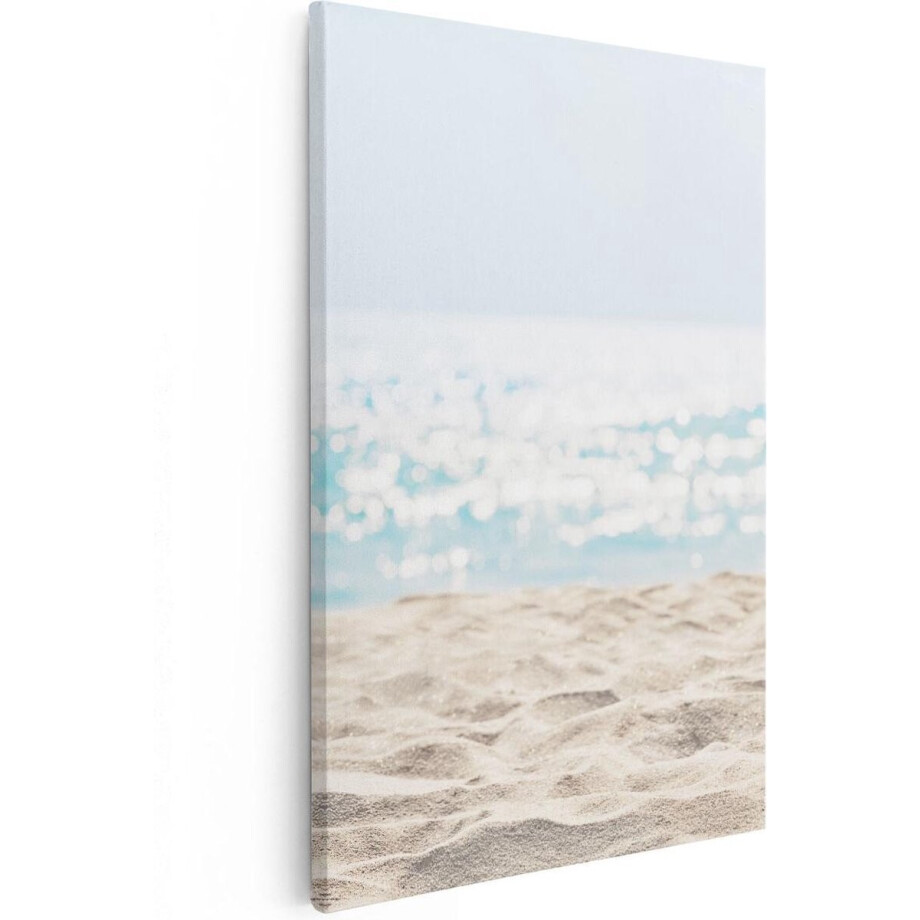 Artaza Canvas Schilderij Strand En Zee - 80x120 cm - Groot - Wanddecoratie Zeezicht - Muurdecoratie Strand - Decoratie Zee afbeelding 1