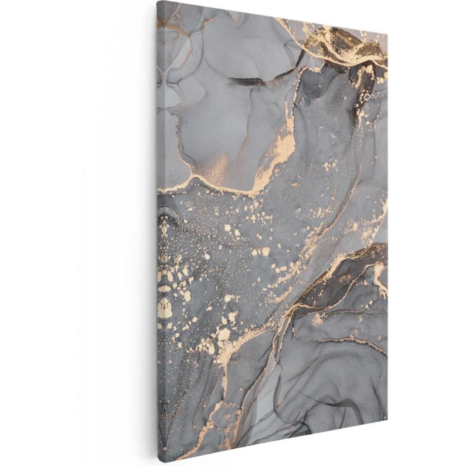 Artaza Canvas Schilderij Abstract - 60x90 cm - Wanddecoratie Marmer Goud - Muurdecoratie Woonkamer - Schilderijen Op Canvas afbeelding 1