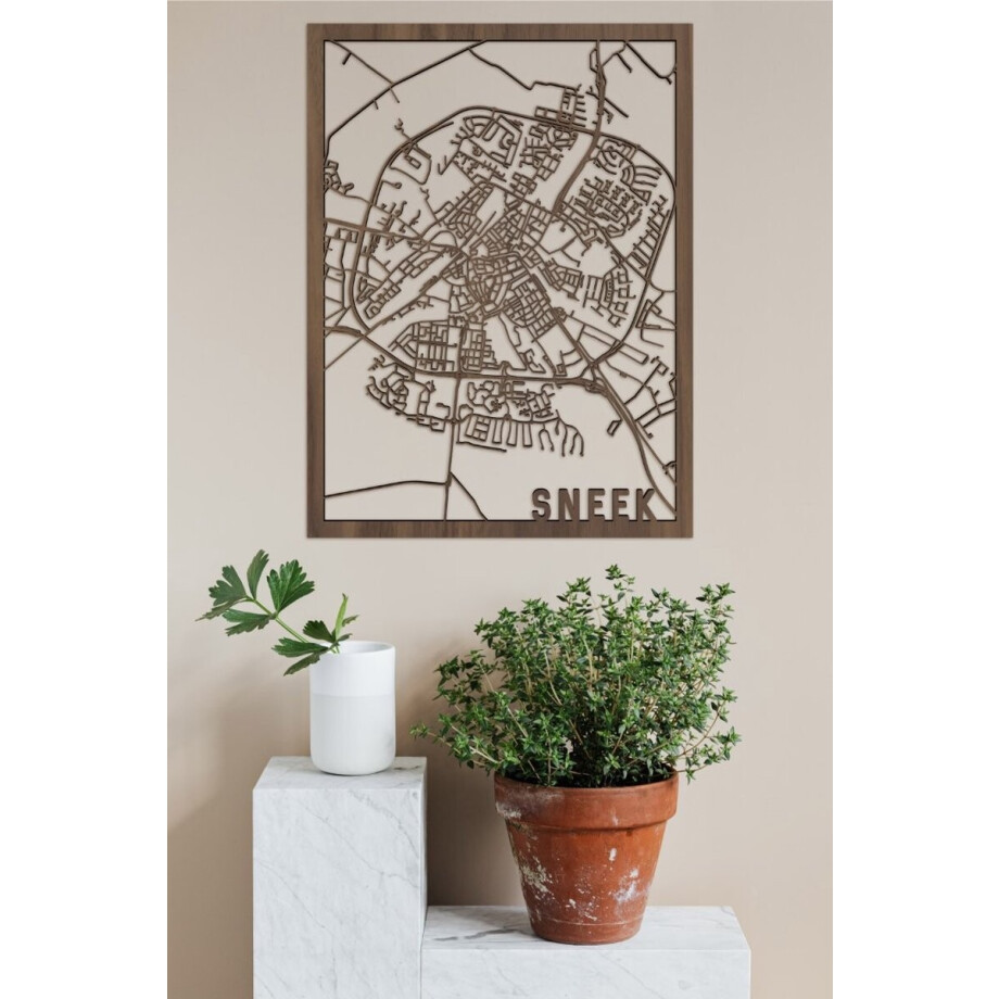 Houten Stadskaart Sneek Notenhout 50x70cm Wanddecoratie Voor Aan De Muur City Shapes Houten Stadskaart Sneek Notenhout 50x70cm Wanddecoratie Voor Aan De Muur City Shapes afbeelding 1