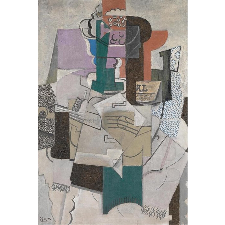 Poster - Picasso Fruit Dish Bottle And Violin - 91.5 X 61 Cm - Multicolor afbeelding 1