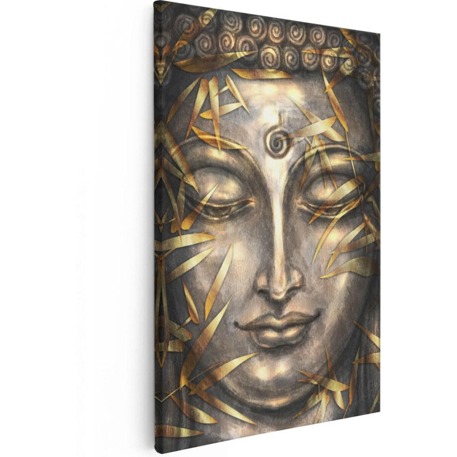 Artaza Canvas Schilderij Boeddha Beeld Met Gouden Bladeren - 20x30 cm - Klein - Wanddecoratie Woonkamer - Schilderijen - Muurdecoratie Artaza Canvas Schilderij Boeddha Beeld Met Gouden Bladeren - 20x30 cm - Klein - Wanddecoratie Woonkamer - Schilderijen - Muurdecoratie afbeelding 1