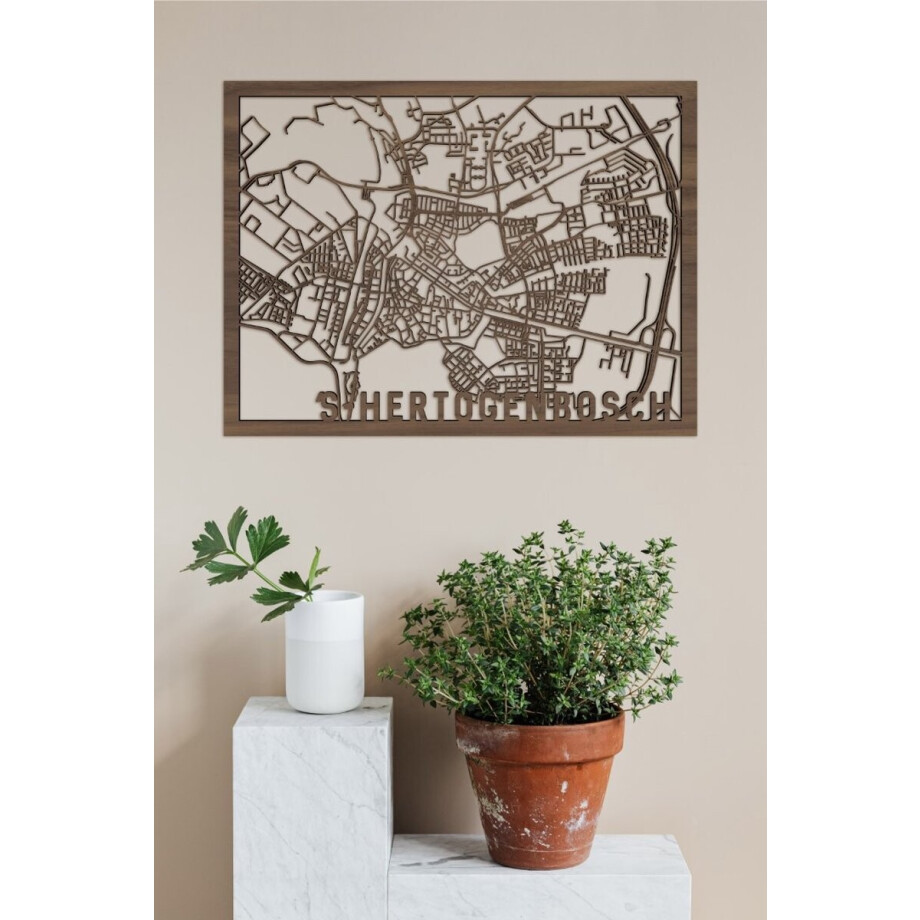 Houten Stadskaart 's-Hertogenbosch Notenhout 50x70cm Wanddecoratie Voor Aan De Muur City Shapes Houten Stadskaart 's-Hertogenbosch Notenhout 50x70cm Wanddecoratie Voor Aan De Muur City Shapes afbeelding 1
