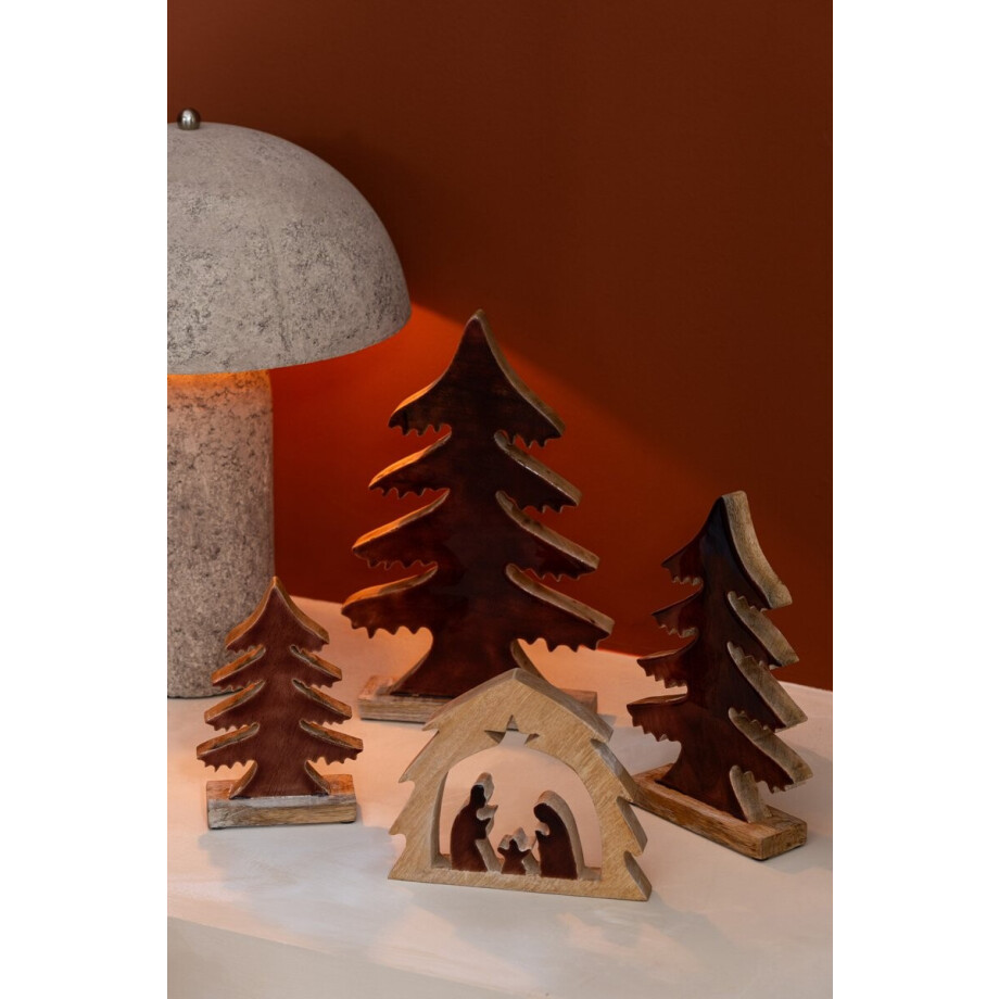 J-Line decoratie Kerststal in Huis - hout - naturel/bruin - small afbeelding 1
