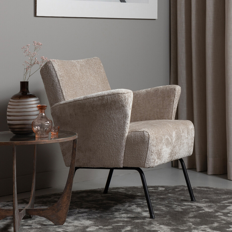 WOOOD Fauteuil 'Muse' Chenille, kleur Naturel afbeelding 1