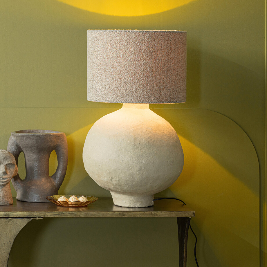 WOOOD Tafellamp 'Ios' Papier Mache, kleur Naturel (excl. kap) afbeelding 1