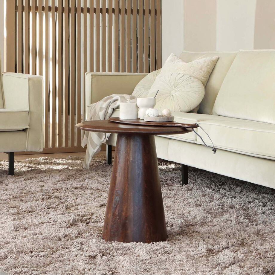 WOOOD Organische Bijzettafel 'Posture' Mangohout, 60 x 50cm, kleur Walnoot afbeelding 1