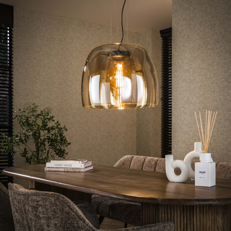 LifestyleFurn Hanglamp 'Rift' Amber glas, 48cm afbeelding 1