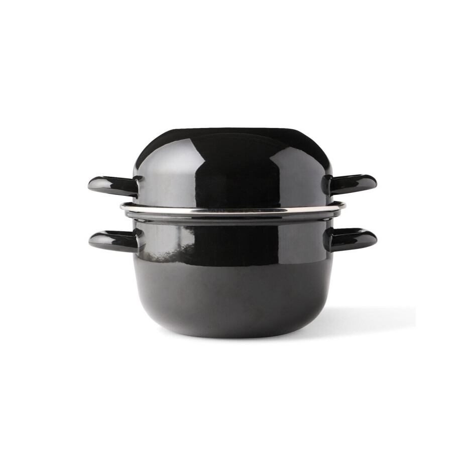 HEMA HEMA Mosselpan ⌀20cm 2.5L Staal Emaille (zwart) HEMA HEMA Mosselpan ⌀20cm 2.5L Staal Emaille (zwart) afbeelding 1