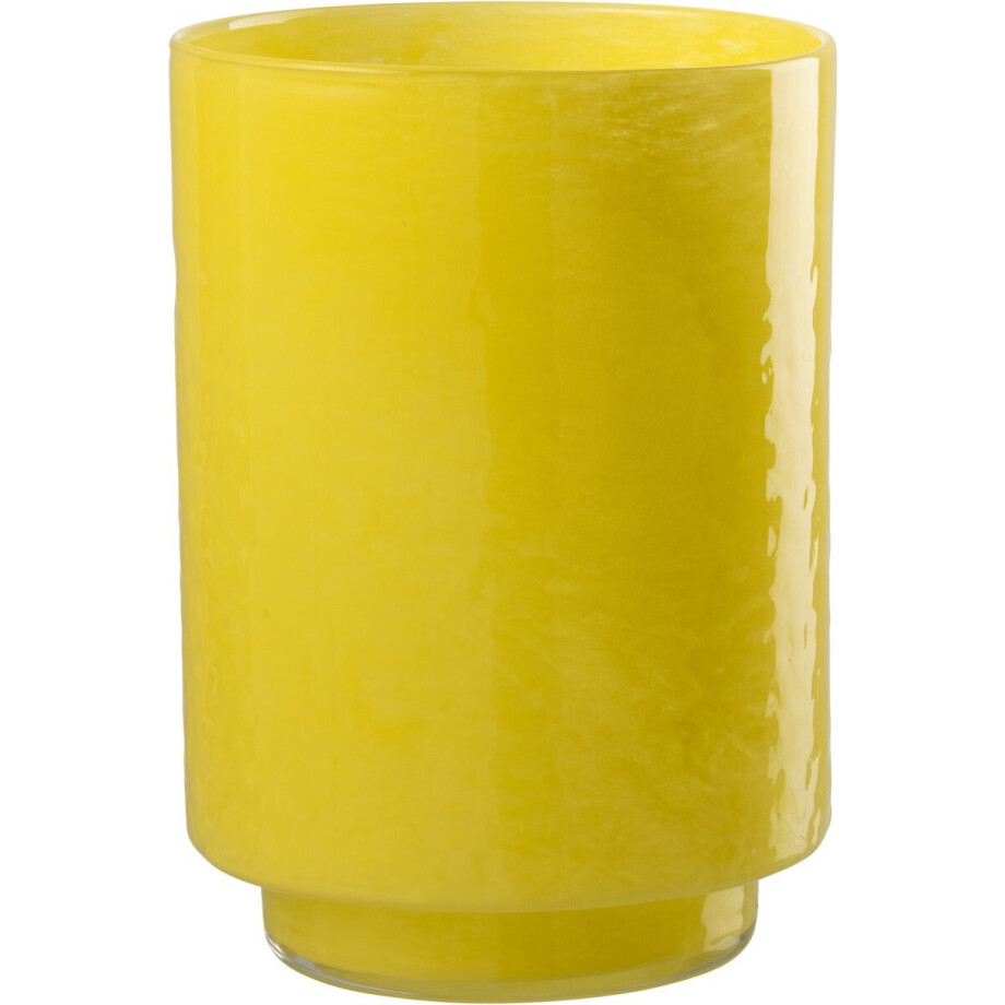 J-Line vaas Cilinder Reliëf - glas - geel - medium afbeelding 1