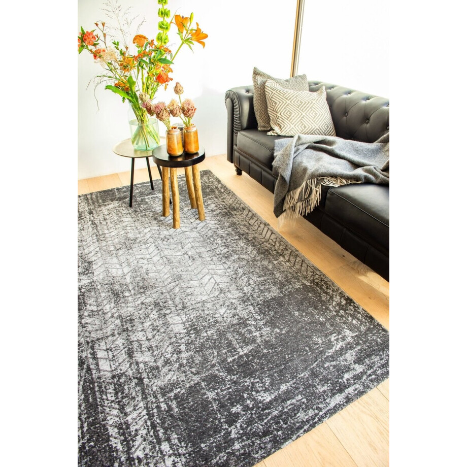 Louis De Poortere vloerkleed Harlem Contrast - zwart - 80x150cm afbeelding 1