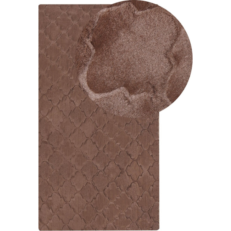 BELIANI GHARO - Hoogpolig vloerkleed - Bruin - 80 x 150 cm - Polyester BELIANI GHARO - Hoogpolig vloerkleed - Bruin - 80 x 150 cm - Polyester afbeelding 1