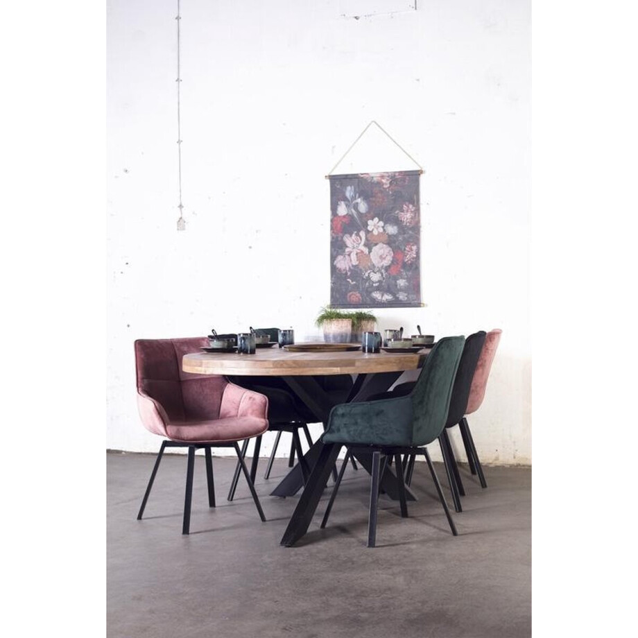 Giga Meubel Eettafel Barn - Naturel Mangohout Metaal - 300x100x78cm afbeelding 1