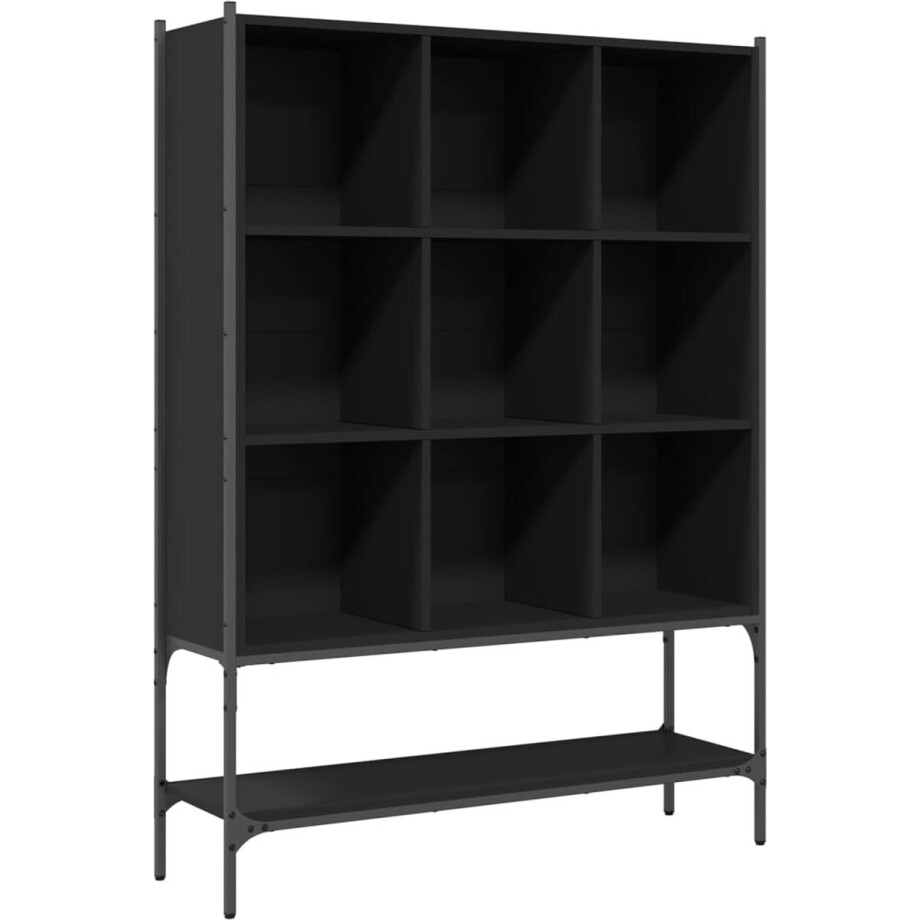 vidaXL - Boekenkast - 102x30x141,5 - cm - bewerkt - hout - zwart afbeelding 1