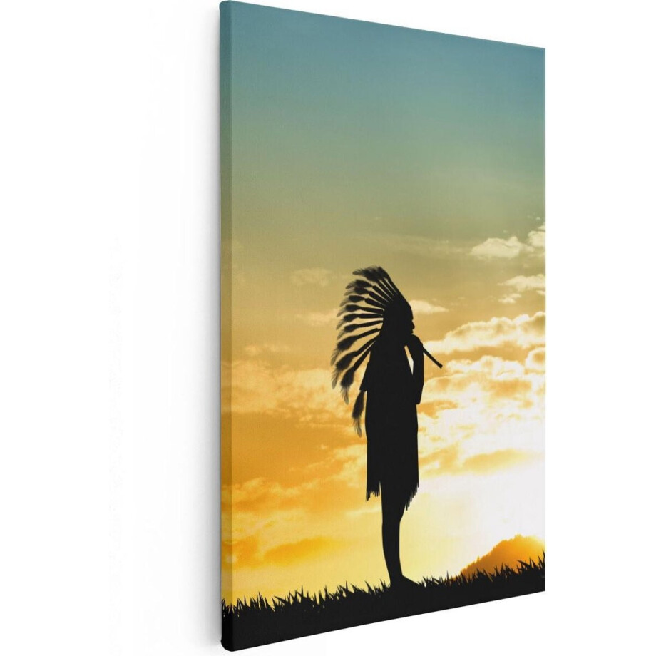 Artaza Canvas Schilderij Zonsondergang - 20x30 cm - Klein - Wanddecoratie Indianen - Muurdecoratie Silhouet - Kamer Accessoires Natuur Artaza Canvas Schilderij Zonsondergang - 20x30 cm - Klein - Wanddecoratie Indianen - Muurdecoratie Silhouet - Kamer Accessoires Natuur afbeelding 1