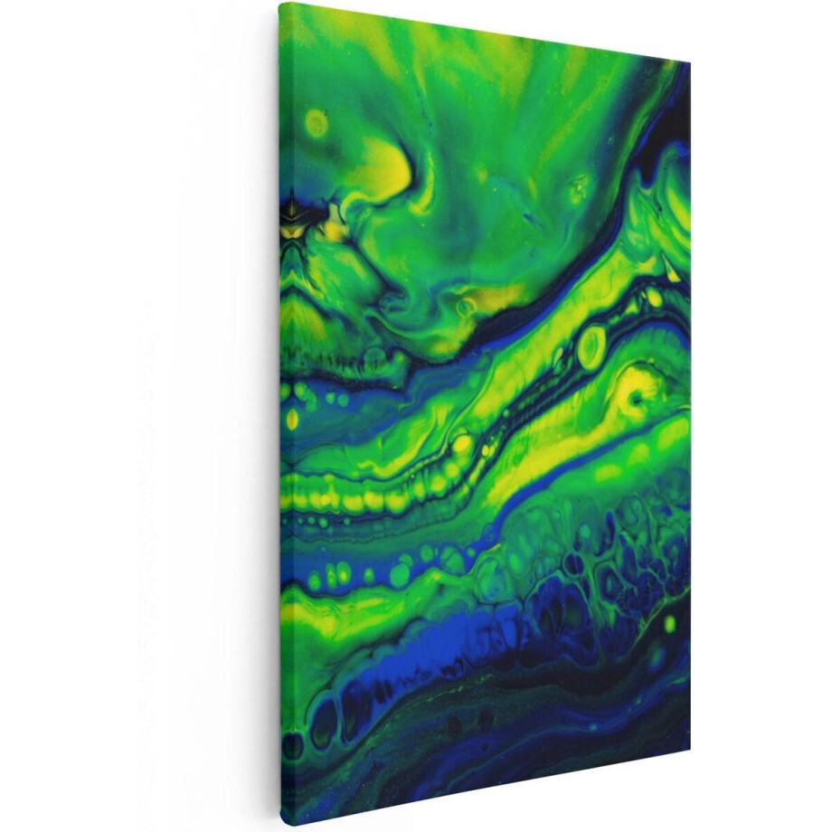 Artaza Canvas Schilderij Abstracte Kunst Blauw met Groen - 60x90 - Foto Op Canvas - Canvas Print afbeelding 1