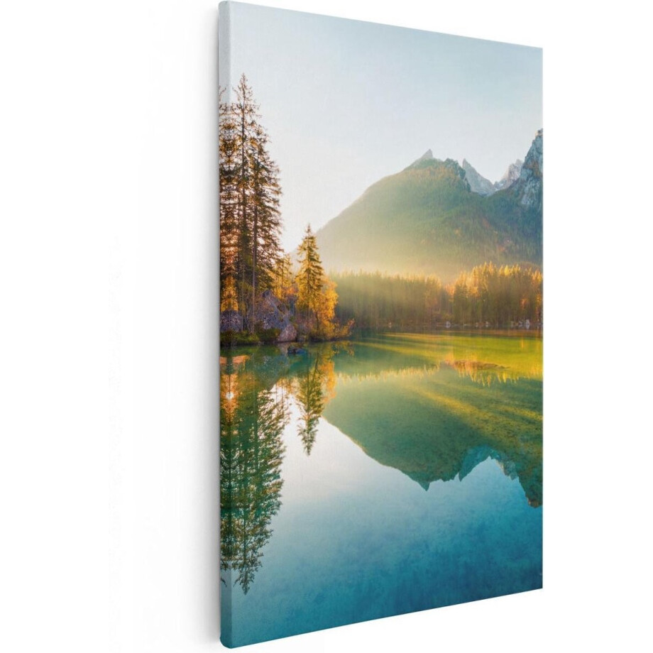 Artaza Canvas Schilderij Bergmeer - 40x60 cm - Wanddecoratie Landschap - Muurdecoratie Bos - Schilderijen Natuur afbeelding 1