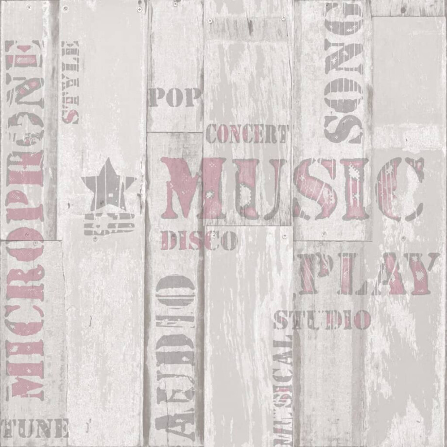 Noordwand Behang Urban Friends & Coffee Wooden Planks beige en roze afbeelding 1